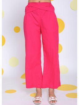 Kaori By Shreya - Hot Pink Waist Cross Tie Up Linen Pants