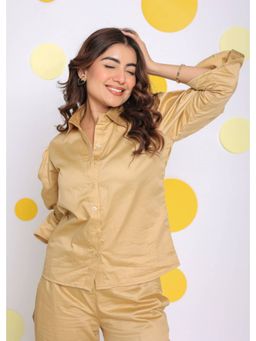 Kaori By Shreya - Beige Relaxed Collar Everyday Wear Shirt