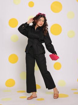 Kaori By Shreya - Black Shirt Pants Cotton (Set of 2)
