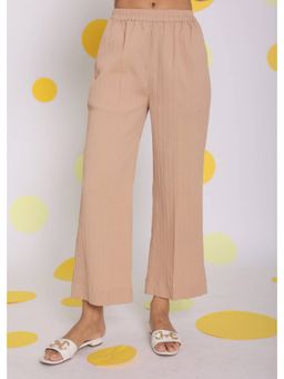 Kaori By Shreya - Beige Casual Wide Leg Everyday Wear Pants