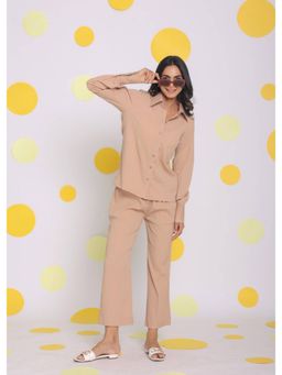 Kaori By Shreya - Beige Shirt Pants (Set of 2)
