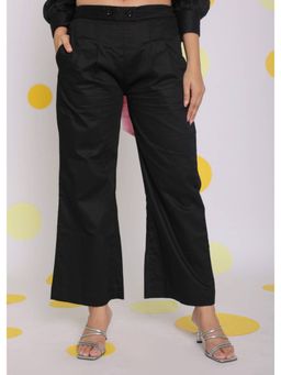 Kaori By Shreya - Black Buttoned Everyday Wear Cotton Pants