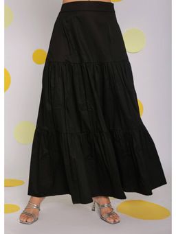 Kaori By Shreya - Black 100% Cotton High Waist Long Skirt