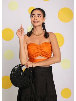 Kaori By Shreya - Orange Tube Bust Fitted Cotton Crop Top