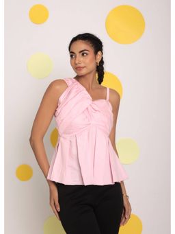 Kaori By Shreya - Solid Baby Pink Bust Fitted Cotton Top