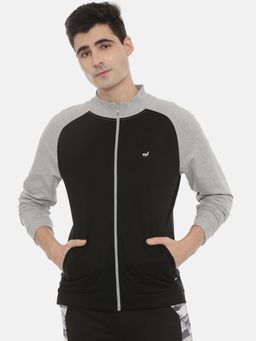 3PIN - Men Grey & Black Colourblocked Sweatshirt