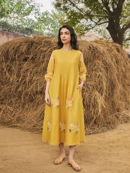 Vaayu - Yellow Daffodil Pintuck Dress