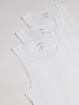 Calvin Klein - Men White Solid Cotton Sleeveless Vest (Pack of 3)