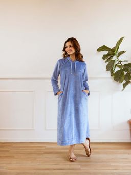 FEATHERS CLOSET - Light Blue Super Soft Hoodie Dress