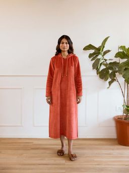 FEATHERS CLOSET - Rust Super Soft Hoodie Dress