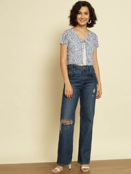 Trend Arrest - Printed Front Knot Shrug