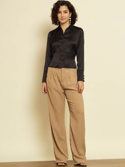 Trend Arrest - Black Shirt Style Top With Back Tie-up