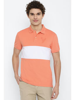American Eagle - Men Orange Colorblock Polo Shirt