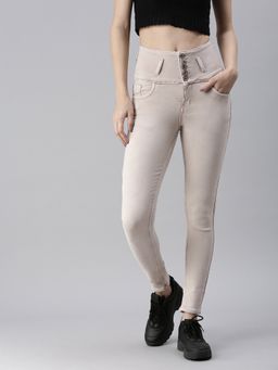 SHOWOFFFF - Women's Clean Look Pink Skinny Fit Denim Jeans