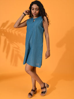 Maba India - Blue Striped Cotton Dress