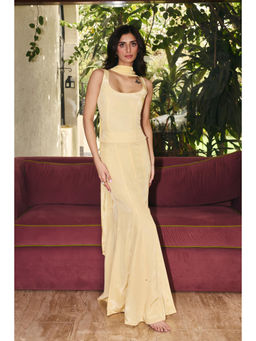 Old Marigold - Women Crepe Yellow Solid Sleeveless Top