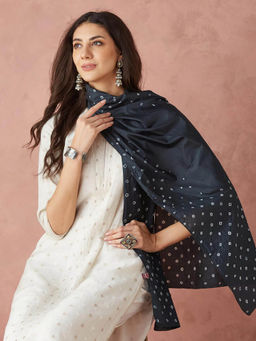 Fabindia - Black Silk Bandhani Stole