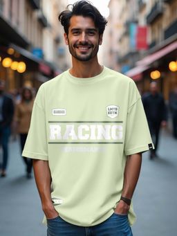 Bewakoof - Men's Fog Green Snacc Graphic Printed Oversized T-shirt