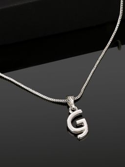 Estele - Valentine Gift - Rhodium Plated Initial G Letter Pendant for Women