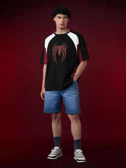 The Souled Store - Spider-Man Pixel Logo Men Oversized T-Shirt