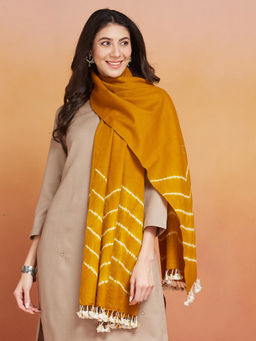 Fabindia - Women Mustard Wool Tie & Dye Stole