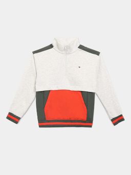 Tommy Hilfiger - Boys Grey Colorblock Regular Fit Cotton Sweater