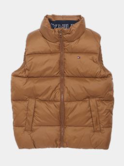 Tommy Hilfiger - Boys Brown Solid Relaxed Fit Nylon Puffer Jacket