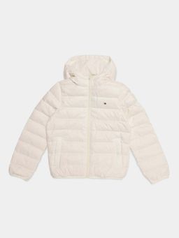 Tommy Hilfiger - Boys White Solid Regular Fit Nylon Puffer Jacket