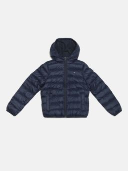 Tommy Hilfiger - Boys Navy Blue Solid Regular Fit Nylon Puffer Jacket