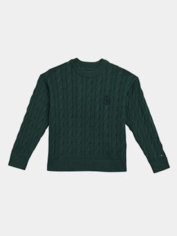 Tommy Hilfiger - Boys Green Regular Fit Cotton Sweater