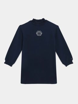 Tommy Hilfiger - Girls Navy Blue Cotton Regular Fit Dress