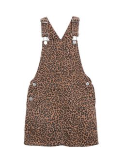 Tommy Hilfiger - Girls Brown Cotton Animal Printed Dungaree