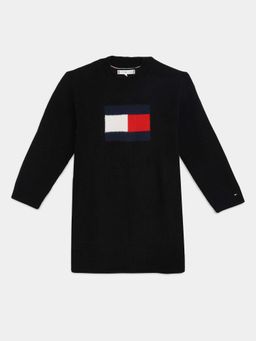 Tommy Hilfiger - Girls Black Acrylic Round Neck Dress