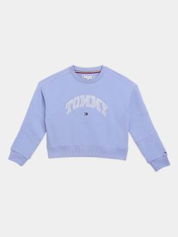 Tommy Hilfiger - Girls Blue Cotton Crew Neck Sweatshirt