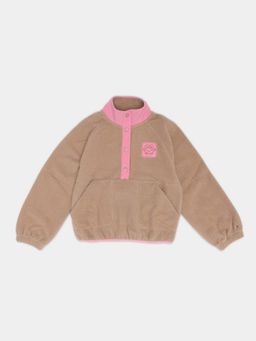 Tommy Hilfiger - Girls Brown Relaxed Fit Cotton High Neck Sweater