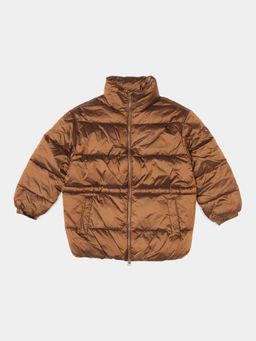 Tommy Hilfiger - Girls Brown Regular Fit High Neck Puffer Jacket