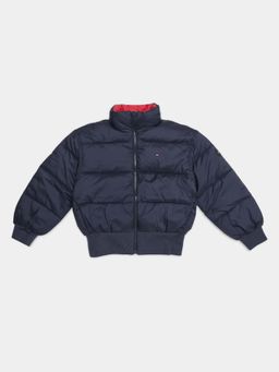 Tommy Hilfiger - Girls Navy Blue Regular Fit High Neck Puffer Jacket