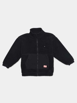 Tommy Hilfiger - Boys Black Solid Oversized Fit Polyester Jacket