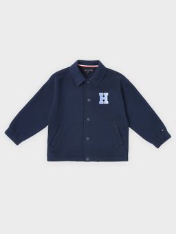 Tommy Hilfiger - Boys Navy Blue Typographic Relaxed Fit Cotton Jacket
