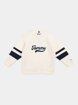Tommy Hilfiger - Boys Off White Colorblock Relaxed Fit Cotton Sweatshirt