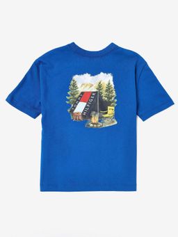 Tommy Hilfiger - Boys Blue Graphic Printed Relaxed Fit Cotton T-shirt