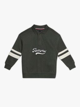 Tommy Hilfiger - Boys Green Embroidered Logo Relaxed Fit Cotton Polo T-shirt