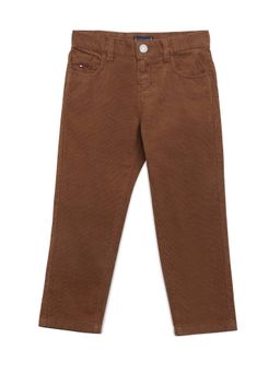 Tommy Hilfiger - Boys Brown Straight Fit Solid Mid Rise Trouser