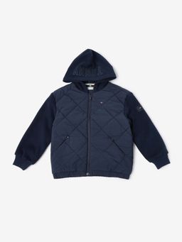 Tommy Hilfiger - Boys Navy Blue Solid Regular Fit Nylon Puffer Jacket
