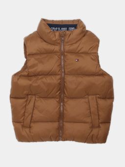 Tommy Hilfiger - Boys Brown Solid Relaxed Fit Nylon Puffer Jacket