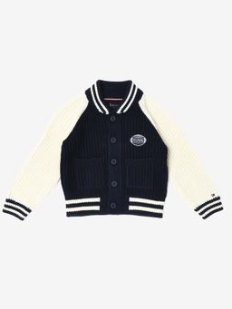 Tommy Hilfiger - Boys Navy Blue Colorblock Regular Fit Cotton Cardigan