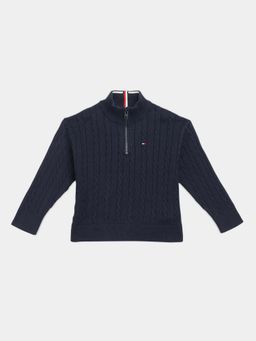 Tommy Hilfiger - Boys Navy Blue Regular Fit Cotton Sweater