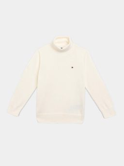 Tommy Hilfiger - Boys Off White Solid Regular Fit Cotton Sweater