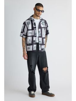 FREAKINS - Men's Charcoal Straight Distress Jeans