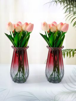 UMAI - Glass Vase For Home Decor Grey (Pack of 2)